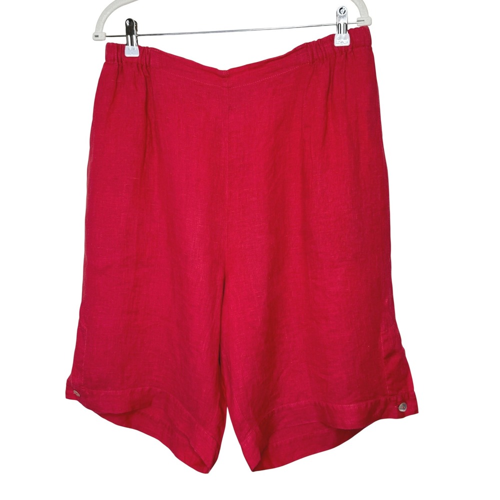 Flax Linen High Rise Shorts Large Pink